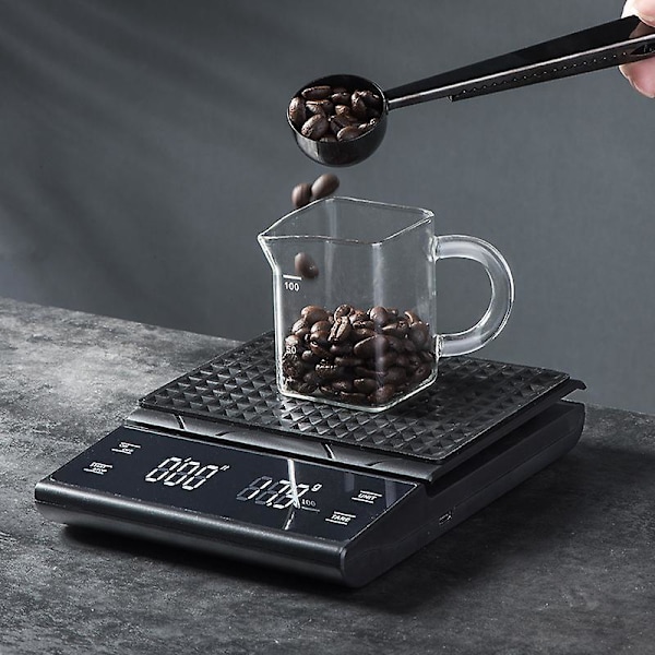 Digital kaffevåg med timer, värmebeständig silikonmatta