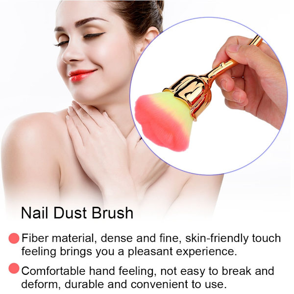 Ruusun muotoinen pitkävartinen Nail Art Brush Manikyyri kynsien kiillotusjauheen poistoharja 03#