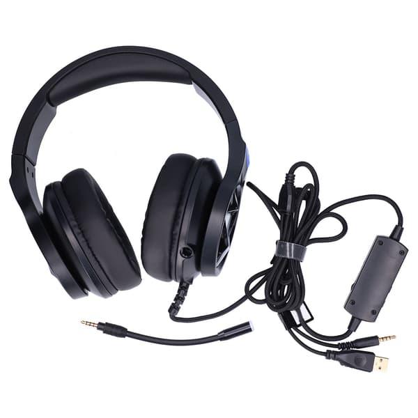 Gamingheadset Surroundljud Brusreducerande Over-Ear Hörlurar med Mikrofon och LED-ljus för PS4