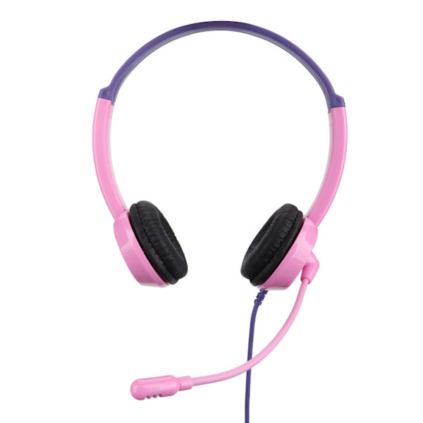 DT326 Barn Hörlurar 85dB Volym 3,5mm Jack Kabelbunden Sladd På Örat Headset för Barn Flickor Pojkar Online Lärande Skola PCPink Lila