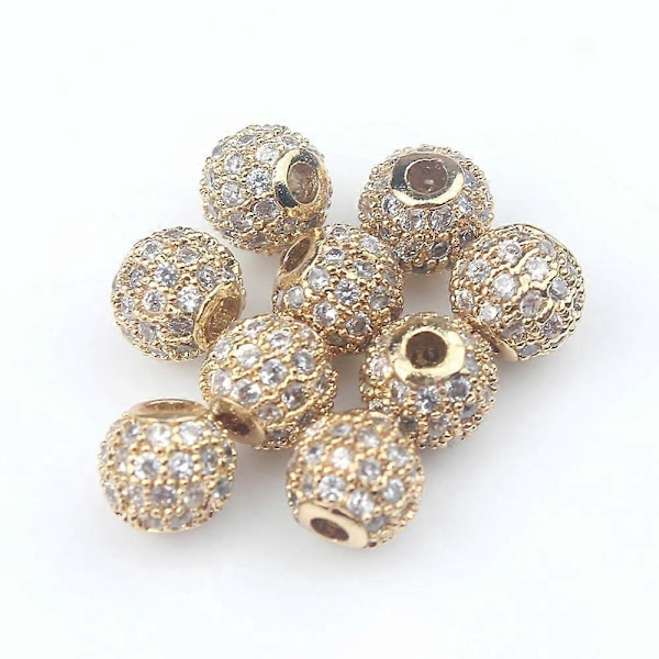 Kupariset pyöreät välihelmet Micro Pave CZ Zirkoni DIY-korujen valmistukseen Rannekoru Kaulakoru Tarvikkeet 4/6/8/10/12mm Kulta Valkoinen CZ 8mm