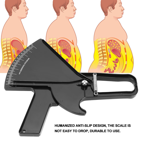 Body Fat Caliper Tester Fitness Skinfold Exakt mått Mätverktyg Tillbehör (svart)