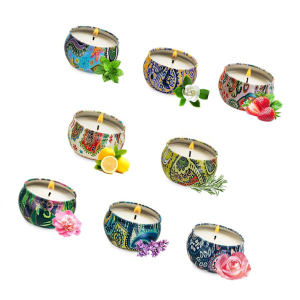 8 st doftljus sojavax vax torkade växtblommor aromaterapi doftljus för vardagsrum sovrum matsal badrum doftljus