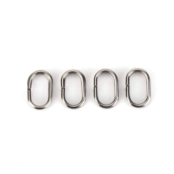 100 stk rustfritt stål ovale splittede ringer Svingbar Snap fiskeredskapskobling (8x13 mm)