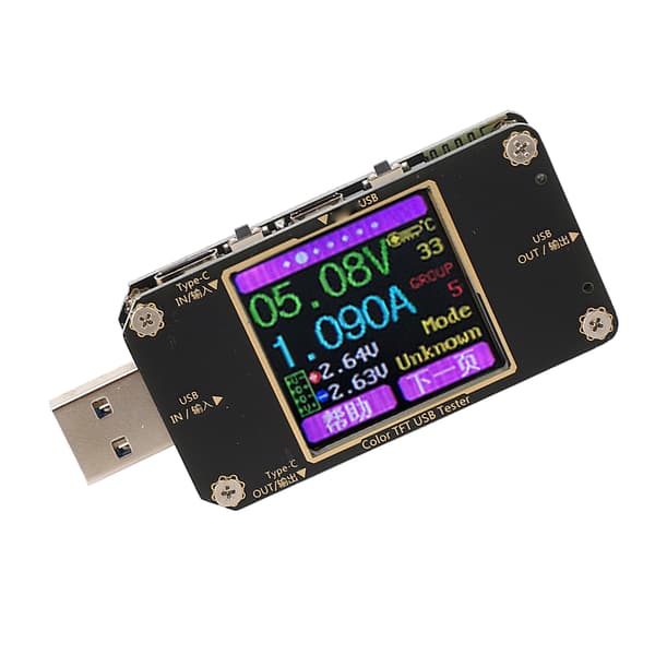 USB Voltmeter Amperemeter Farge LCD-skjerm Spenning Strøm Tester Digital Strømdetektor PD Hurtiglading