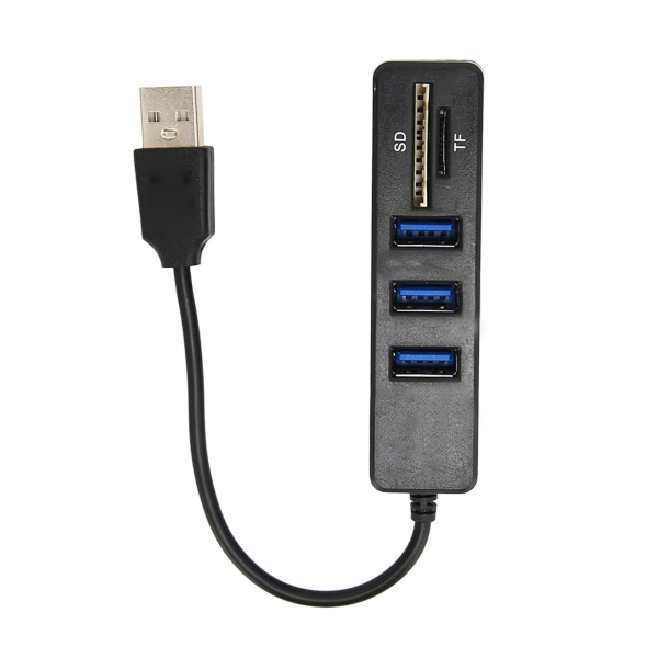 USB2.0 Hub Minnekort Lagringskortleser Høyhastighetsoverføring Plug and Play Enkel tilgang USB SplitterBlack