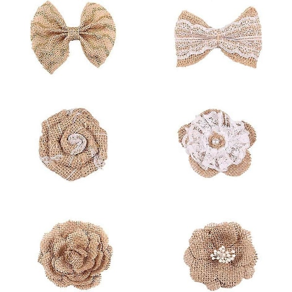 24 Stykker Linblomst, Juteblomst, Linblomstsett, Retro Linblomst, 6 Design
