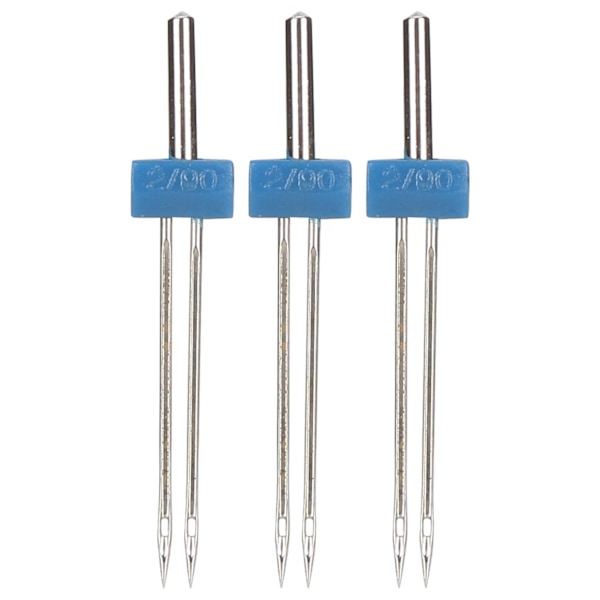 3 stk. dobbelte nåle i rustfrit stål til syning og hækling af sting - 2 mm - 3 stk./pose