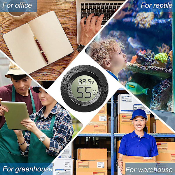 8 Mini Digital Hygrometer Termometer Runda LCD Luftfuktighetsmätare Inomhus Utomhus för Hem Köks Växthus