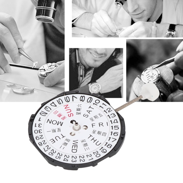 SL28 Three Hands Quartz Movement Date Watch Rannekellon korjaustarvike (kaksoiskalenteri)