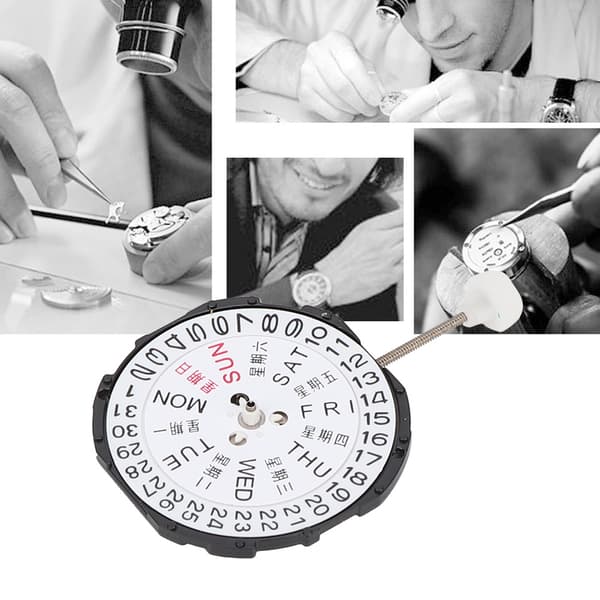 SL28 Tre Händer Quartz Urverk Datum Klocka Armbandsur Reparationstillbehör (Dubbel Kalender)