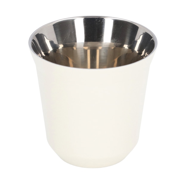 Kaffemugg 304 Rostfritt stål Design med bred mun Vit Dubbellager Bra Värmeisolering Vattenkopp160ml