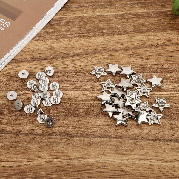 Silver Star Rivet Studs - 20st DIY-kläder och skodekorationstillbehör