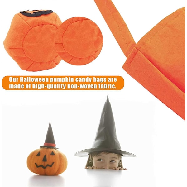 Halloween-karkkipussit, 6 kpl Halloween-kurpitsapusseja kuitukangasta, Karkki vai kepponen -lahjapussit, Halloween-juhlatarvikkeet, Halloween-yö (6)