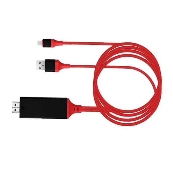 Adapterkabel Type C til High Definition Multimedia Interface Kabel Adapter PVC Kobber til Telefon Laptop Rød