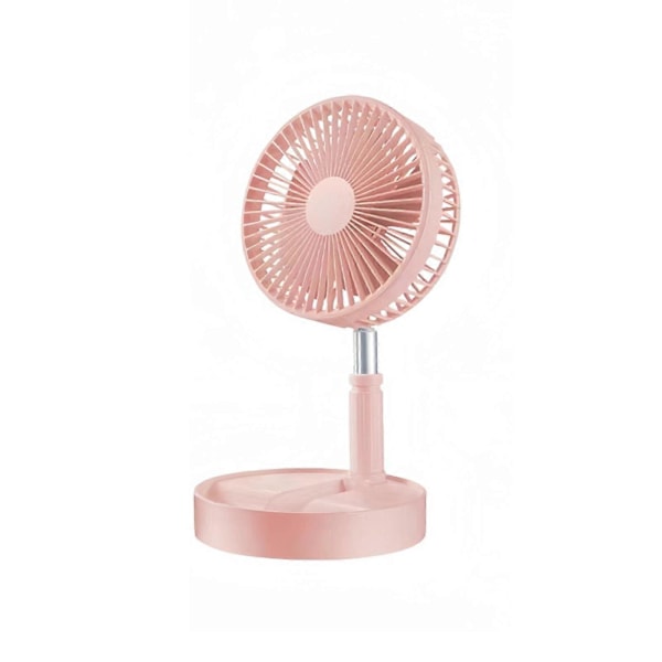 Foldbar Oscillerende Stående Ventilator med Fjernbetjening, Bærbar Stille Bordventilator, 7200mah Genopladelig USB, til Soveværelse Kontor - GSLA Pink