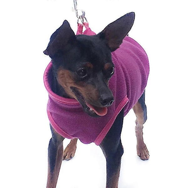 2 stk. Kæledyr Hund Hvalp Vinter Varmt Tøj Fleece Jumper Pullover Frakke Jakke TøjSPurpurrød