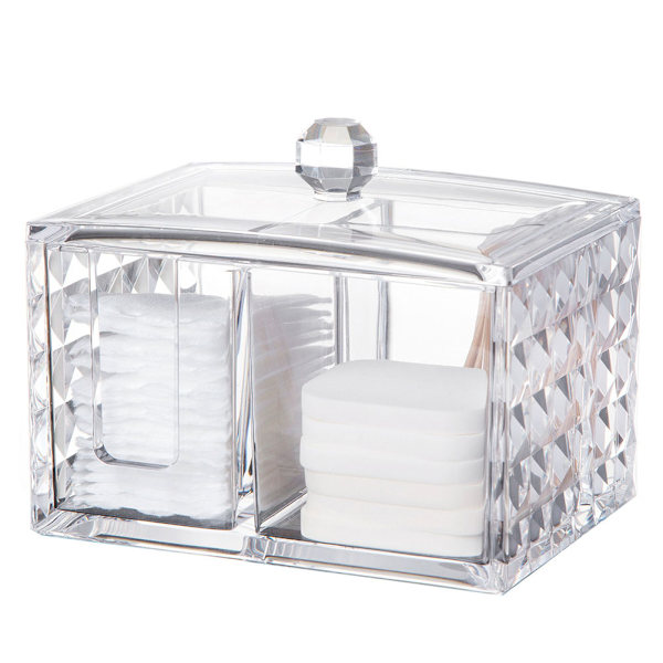Bomuldsrondeller Holder Makeup Organizer Klar Akryl Mønster Rengøring Pad Holder og Vatpind Opbevaringsbeholdere