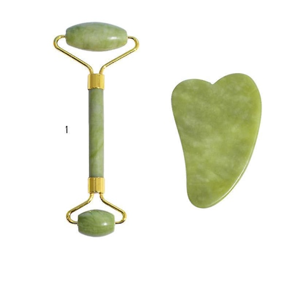 Ansiktsmassage Set: Jade Roller, Gua Sha, Hårband - Spa Kit för Kvinnor. Ansiktsmassage Roller för Kvinnor: Jade Ansiktsroller, Facial Guasha. Ögonmassage.