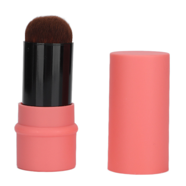 Vinklad rougeborste, bärbar mjuk fluffig puderborste med lock för rouge, bronzer, buffingpuder, kosmetika