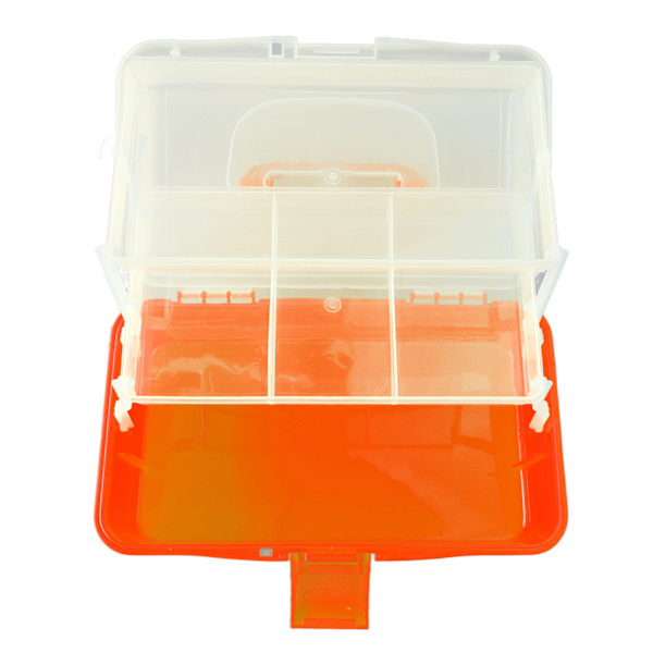 Tre lager förvaringslåda plast hopfällbar verktygslåda bärbar handhållen multifunktionell arrangör för konst hantverk kosmetika tillbehör orange