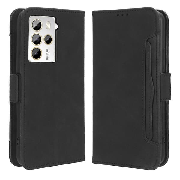 Til HTC U23 Pro 5G PU-læder telefoncover med flere kortpladser og stativpung Black