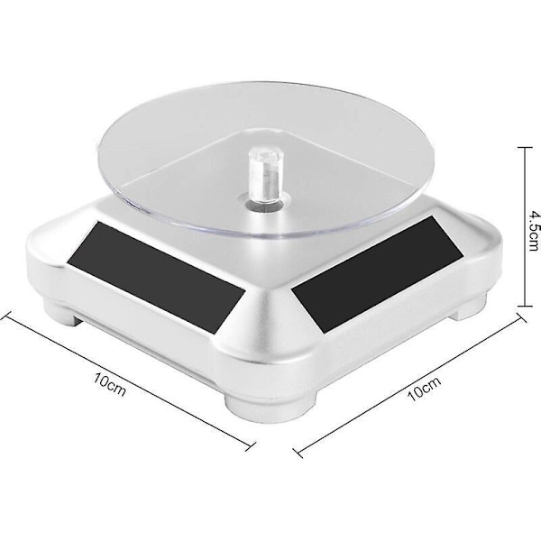 Solardriven Roterande Display, Dubbel Batteridriven Roterande Display för Smycken Spinner Klocka Hobby Samlarhylla, Silverfärg