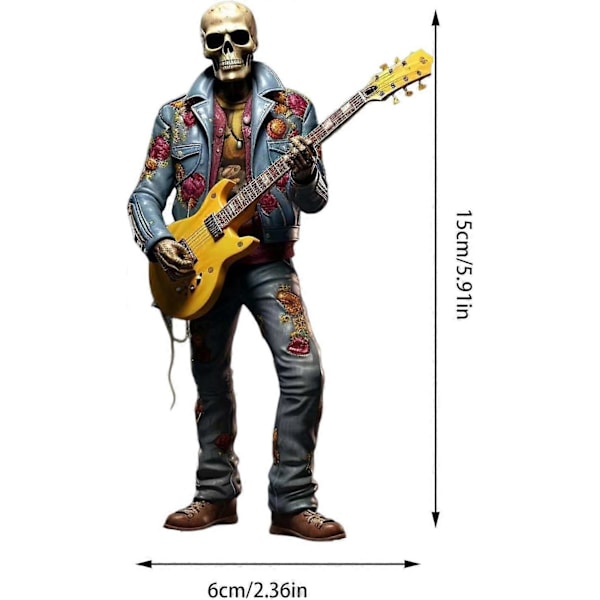 Mini Resin Skjelett Ornamenter Day Of The Dead Statue Rockeband Figur, Halloween Dekor Gaver til Venner (15cm)C