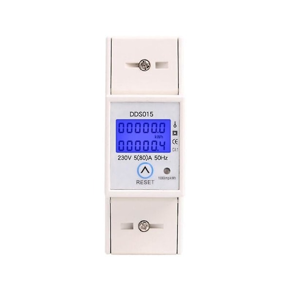 Digital energimåler LCD baggrundsbelyst display 5-80A 230V 50Hz enfaset wattmeter skinne montering til måling af elektrisk energi