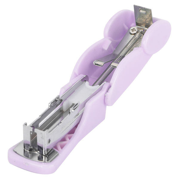 Mini stiftemaskin Liten papirinnbindingsmaskin Mini bokavløp med spikerfjerner Kontorutstyr Lilla