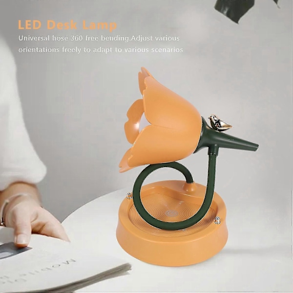 Blomst LED Skrivebordslampe Student Soverom Belysning Berøring Lesing Øyebeskyttelse USB Blomsterskjerm T