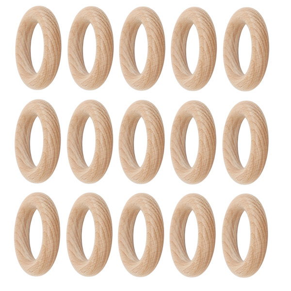 30 st Träring Bok Trä Hantverk Träring Set för DIY heminredning 6,5 cm / 2,56 tum