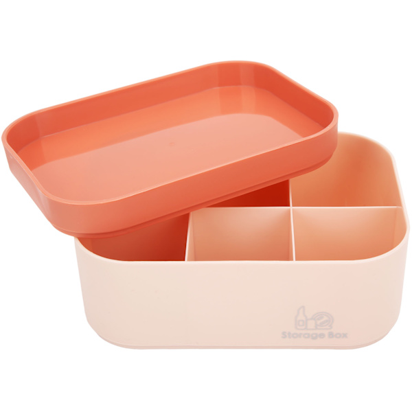 Opbevaringsboks 6 Gitter Design Pink Simple Mini Desktop Makeup Organizer med låg til Smykker Kosmetik Stationery