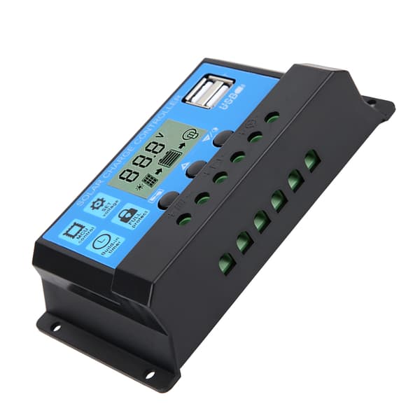 40A Blå Regulator Automatisk PWM LCD Ladekontroller PV Systemtilkobling med Dobbel USB-utgang