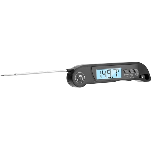 Vikbar larmtermometer Elektronisk grilltermometer Mat temperaturmätare Svart