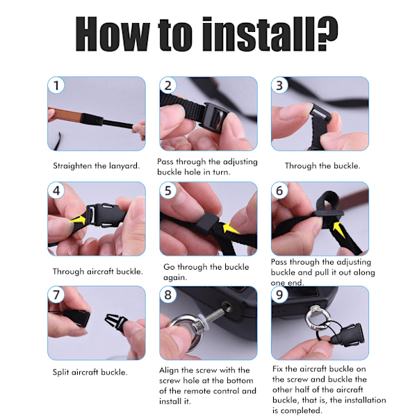 Smart Controller Tilbehør Lanyard Halsstropp Kompatibel for Mini 3 Pro Drone Fjernkontroll