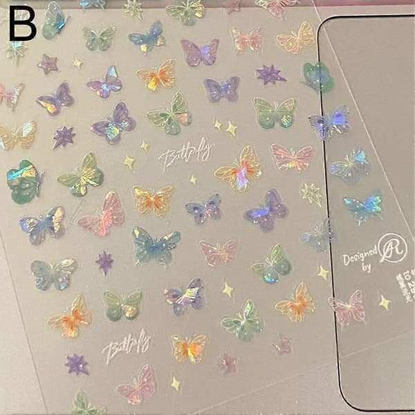 Perhoskynsitaidetarrat Kuori Vaalea Perhonen/Perhosen siivet-Virtaava L tyyli 2 style 2 1pcs