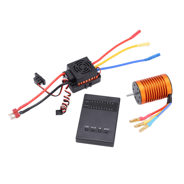 F540 4370KV børsteløs motorsett med vanntett 60A ESC og programmeringskort for 1/10 RC-bil