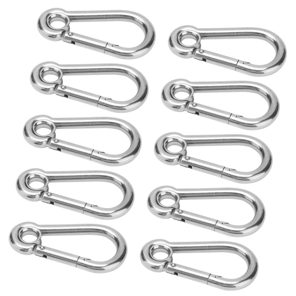 10 st Snapkrok Rostfritt stål Säkerhetsrep Fjäderkarbin Hängande spänne TillbehörM8(8mm)