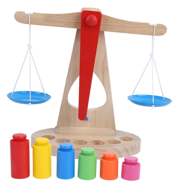 Vægt i træ til balance, pædagogisk legetøj til børn, børnehave, matematikundervisning