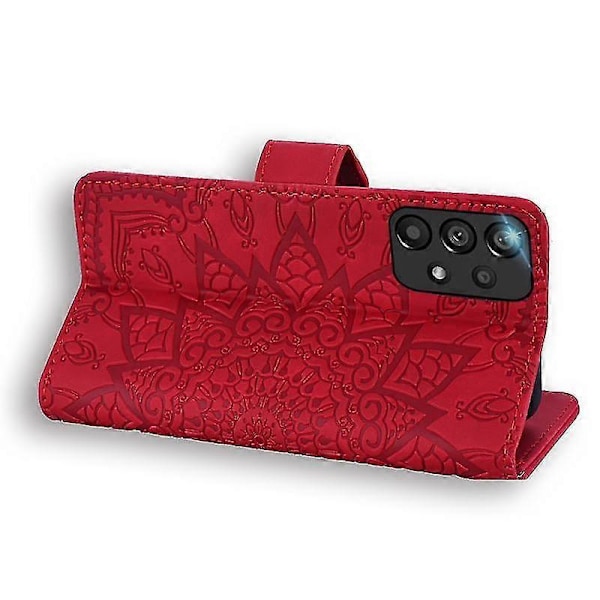 Wallet Case til Samsung Galaxy A33 5G Premium PU Læder Flip Cover Mandala Rød