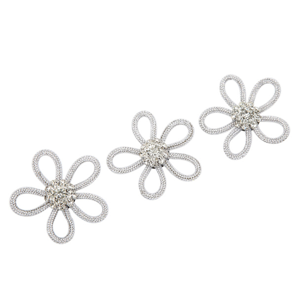 3st Skobrosch Söta färger 6cm Rhineston bred blomform Kläderbrosch för skor Väska BröllopsklänningVit Mesh Vit Rhinestone