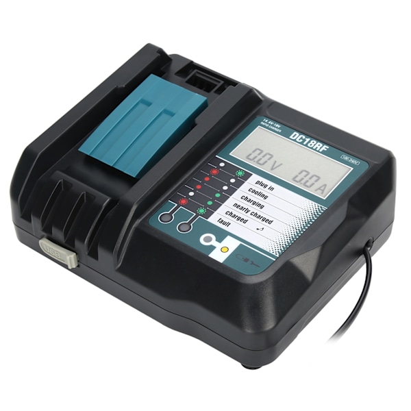 DC18RF lader med skjerm USB-grensesnitt passer for Makita 14V/18V litiumbatteri EU 100V‑240V