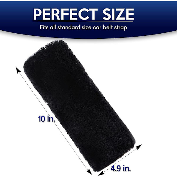 2-pack svarta axelkuddar för bilbälte i imiterad fleece för vuxna och barn, resor mjuk komfort vaddering