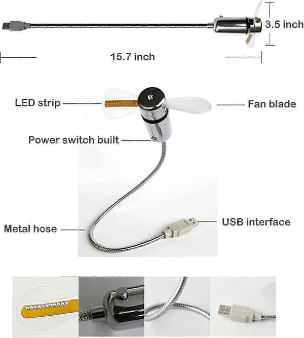 LED USB-blæser, ny kreativ programmerbar USB-drevet bærbar blæser, mini svanehals DIY meddelelsesblæser til bærbar computer og computer - farverige lys