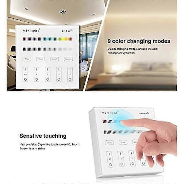 Mi Light B3 Trådlös 2.4G RF 4-Zons Väggmonterad Smart Panel Kontroller kompatibel med CCT DIM RGB RGBW RGB+CC