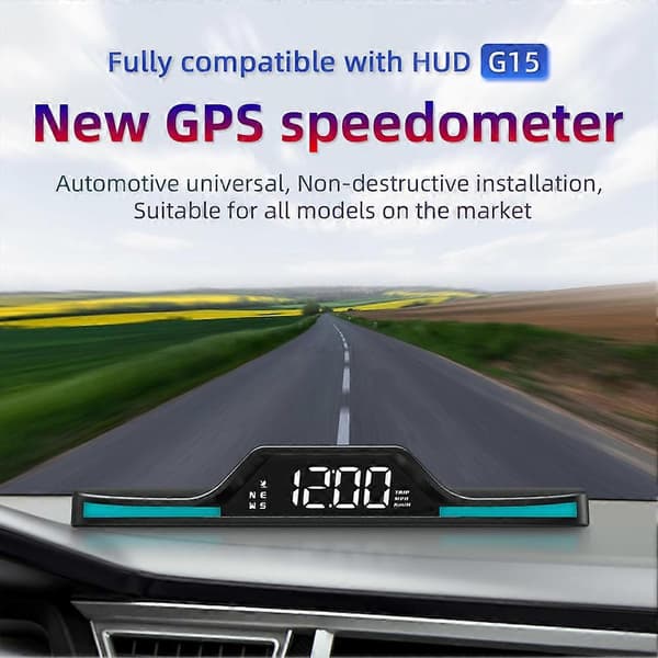 Bil HUD Digitalt Speedometer Overhastighedsalarm Køretøjsdisplay Bilinteriør Black