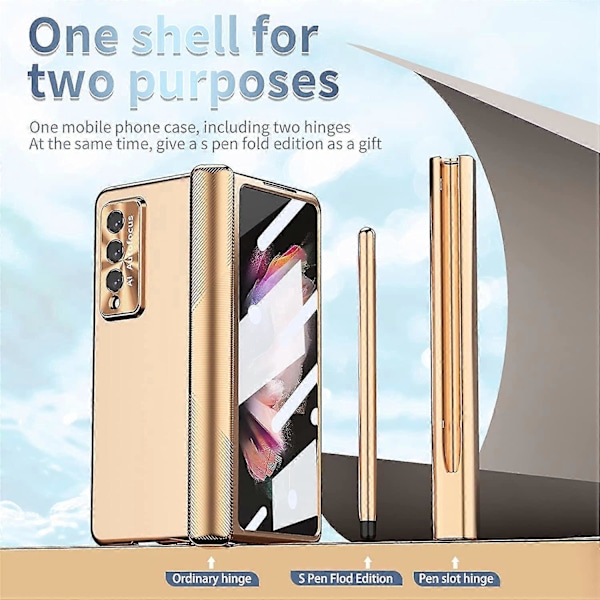 Samsung Galaxy Z Fold 4 Deksel - Hard PC Alt Inkludert Beskyttelsesdeksel med Magnetisk Hengselbeskyttelse Blå