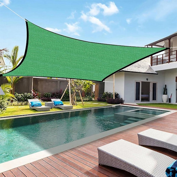 Solskygge Sejl Åndbar Farbic Canopy Markise Shelter Rektangel UV Block Canopy til Patio Baghave Plæne Have Grøn 3x4m / 9.8x13.1ft