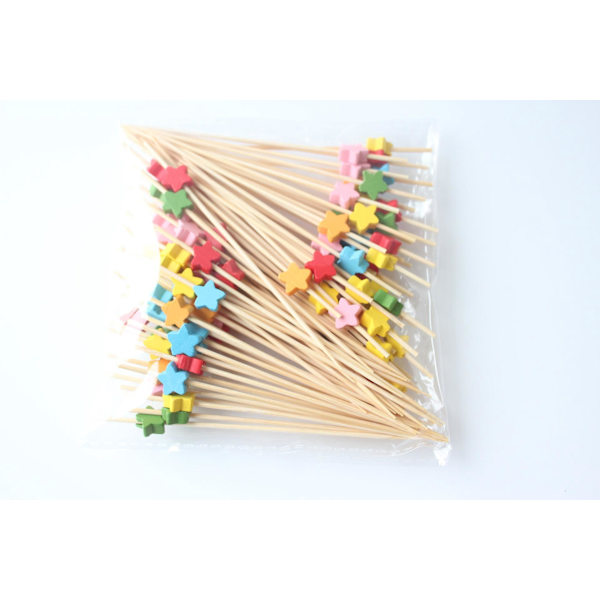 Flerfärgade Engångs Bambu Tandpetare - 200 st | 12cm | Handgjorda | Perfekt för Fruktcocktail, Efterrätter, Smörgåsar & Fester